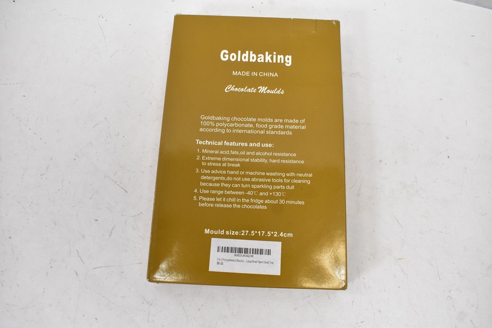 Goldbaking Medium Polycarbonate Chocolate Mold Clear Solid Baking Tray 3 Pack