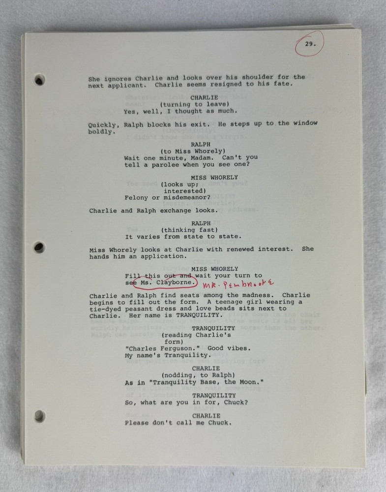 Original Screenplay Pages "Discount" - Typed Script with Handwritten Notes RARE