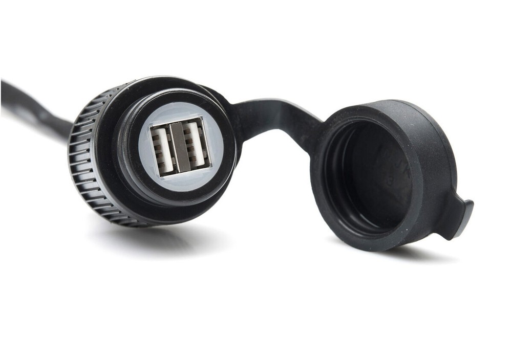 SW-Motech USB Double Charging Socket with Harness 2,000mA. 12v