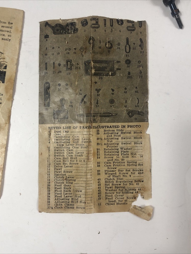 FAMOUS BUTTONHOLE WORKER ORIGINAL BOX With Instructions & Chisel Handle