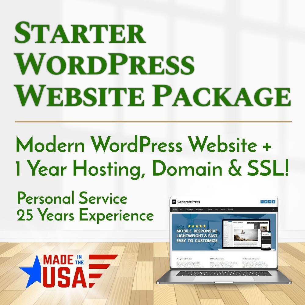 Starter WordPress Website Package + 1 Year Free Hosting & Domain
