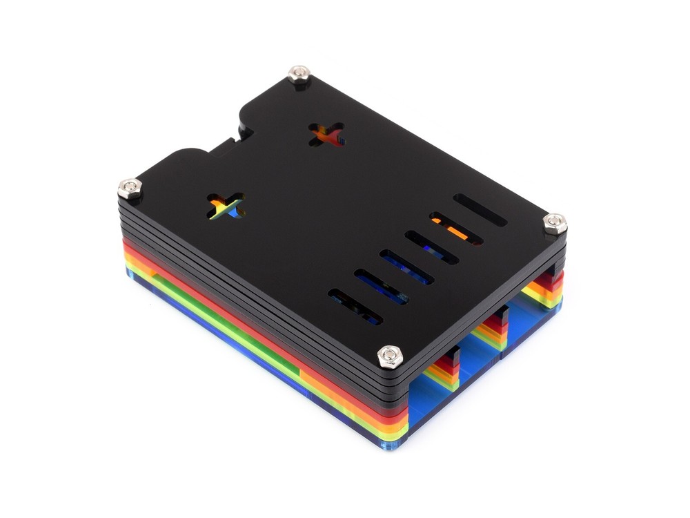 Waveshare Rainbow Acrylic Case For Raspberry Pi 5 Support Official Active Cooler