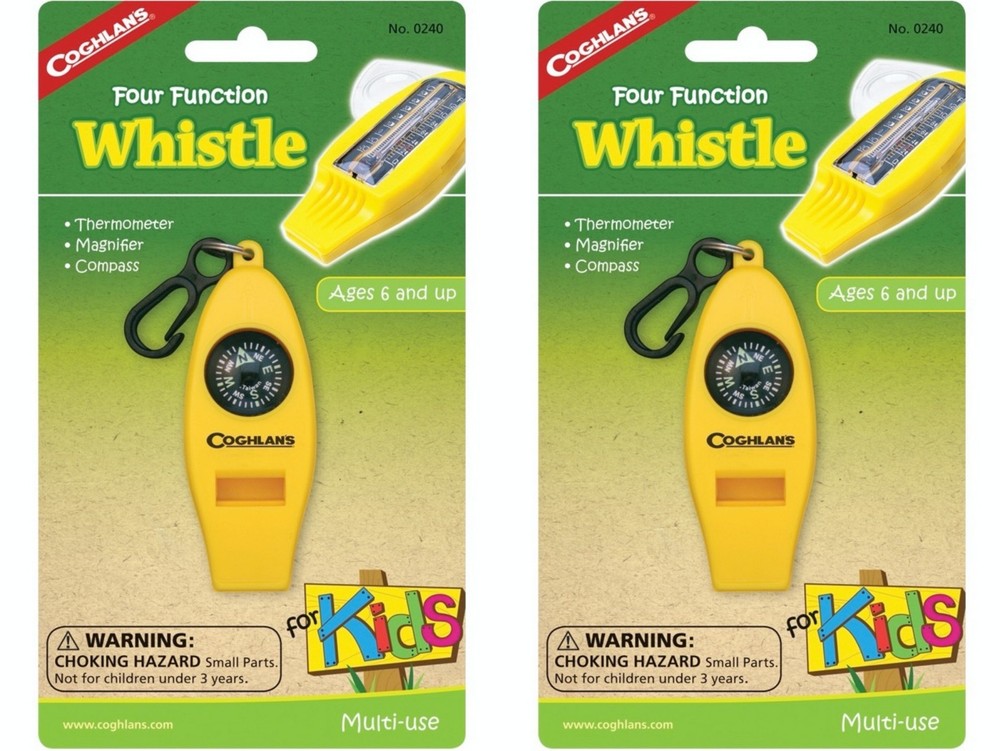 Coghlan's Four Function Whistle for Kids - Yellow (2-Pack)