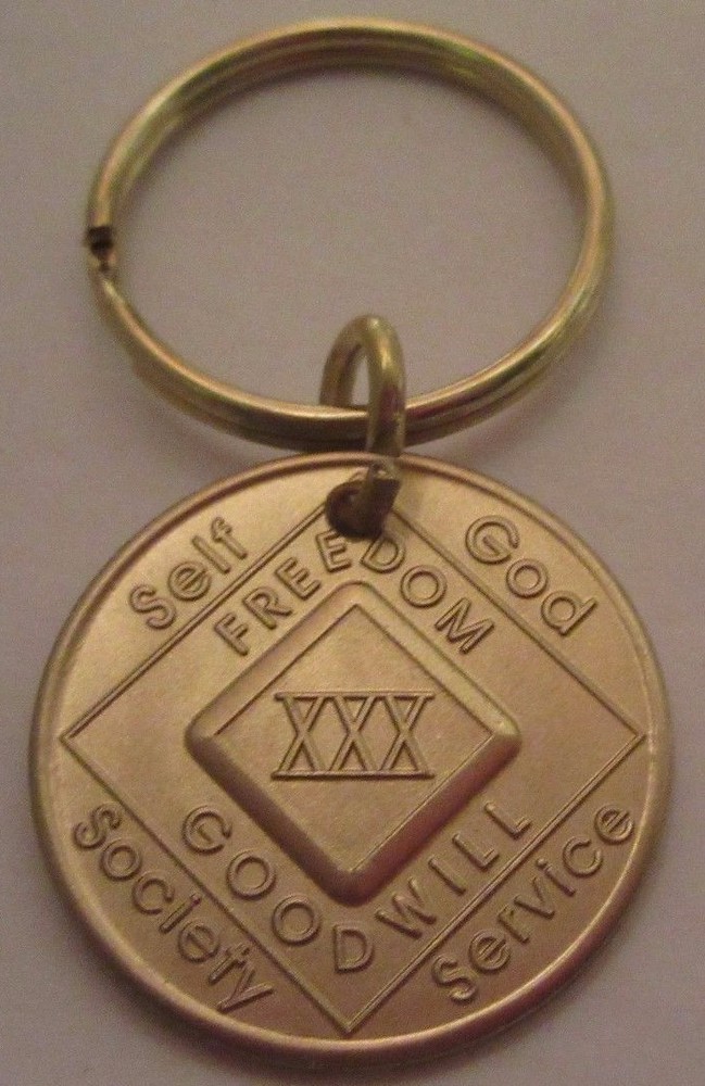NARCOTICS ANONYMOUS NA KEY TAG 30 YEAR Keyring medallion Clean