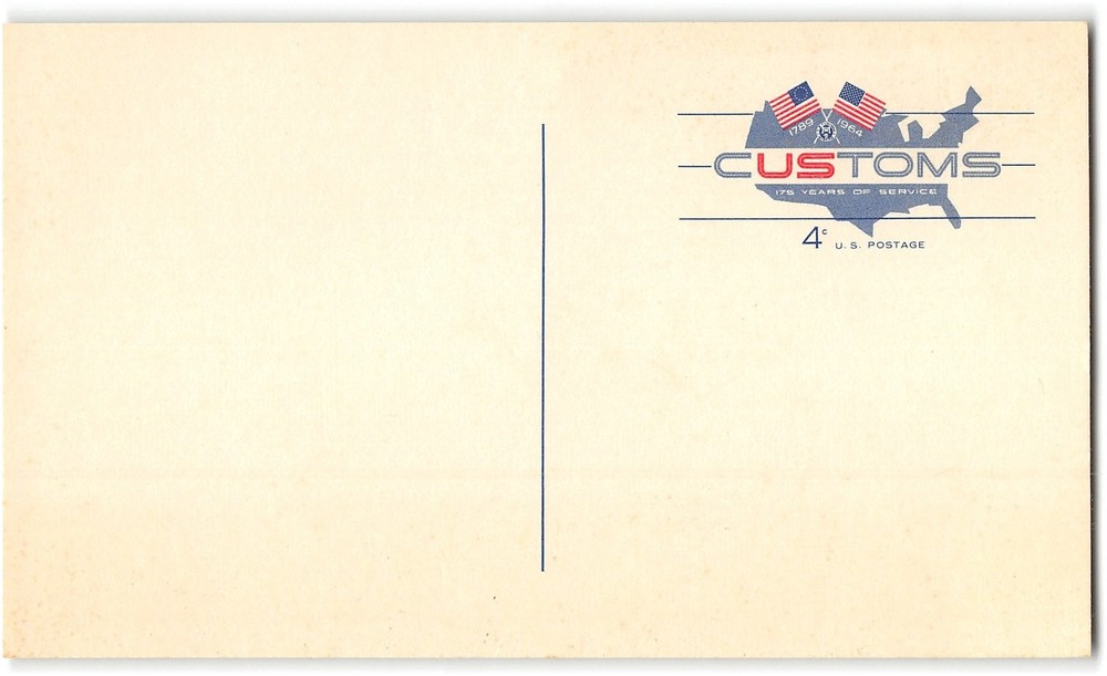 US #UX50 mint postal card, 4c customs