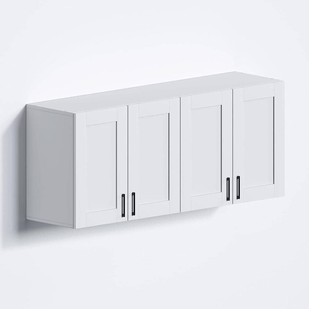 White Laundry Room Cabinets & Storage W/ 4 Doors & Utility Adjustable