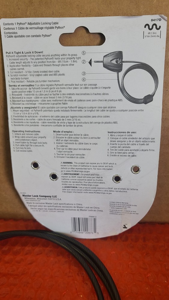 Python Cable Lock for Trail Camera Outdoor Equipment Locking Security Adjustable