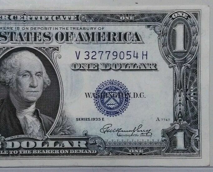 RARE 1935 E silver certificate Back on Front GHOST INK ERROR NOTE for collection