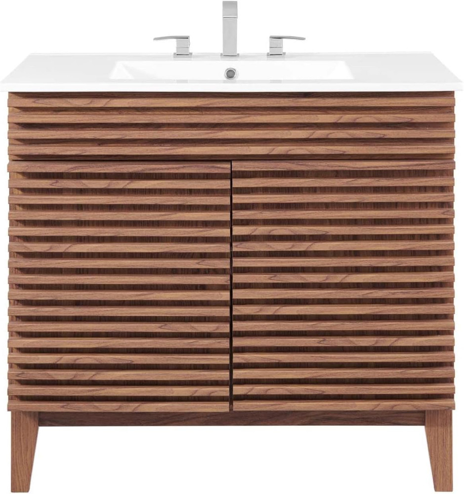Render 36" Bathroom Vanity in Walnut White