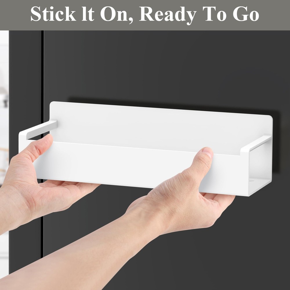 HuggieGems 4 Pack Magnetic Spice Rack Organizer for 4 Pack, White