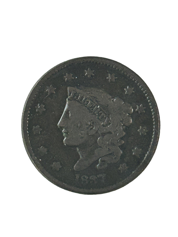 1837 Coronet Head Large Cent - Plain Chords Medium Letters
