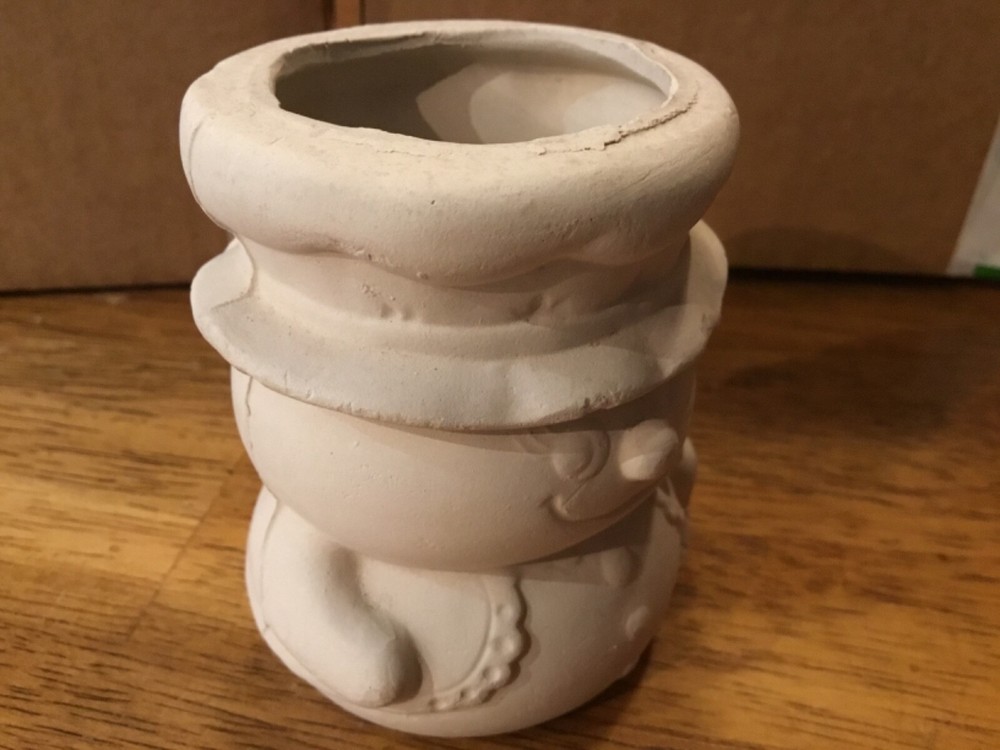 Ceramic Bisque Mold Made Ready to Paint Snowman Container