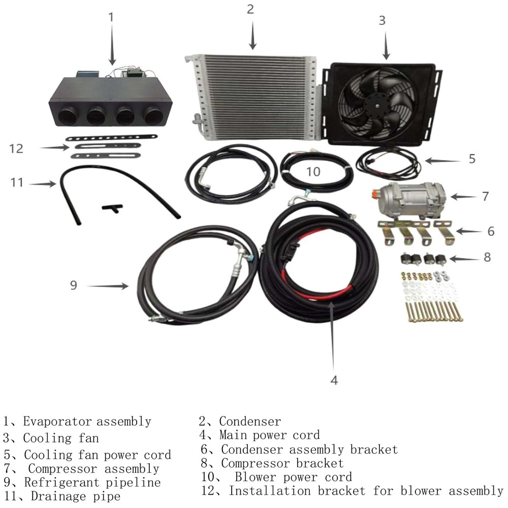 12V Air Conditioner Car Electric Underdash Cooling A/C Unit Compressor Universal