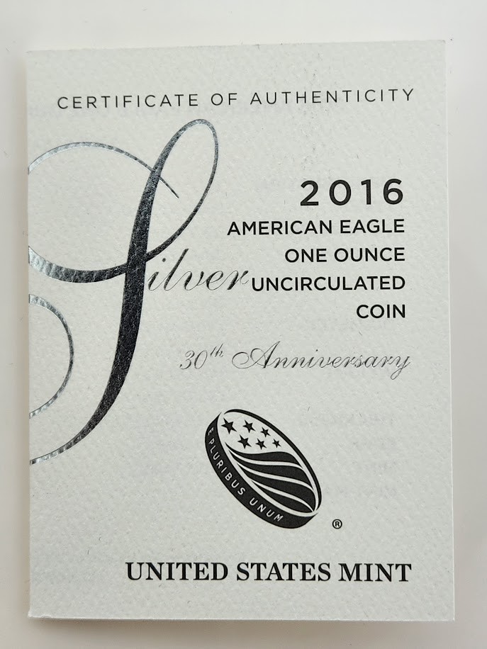 2016-W Burnished American Silver Eagle, OGP