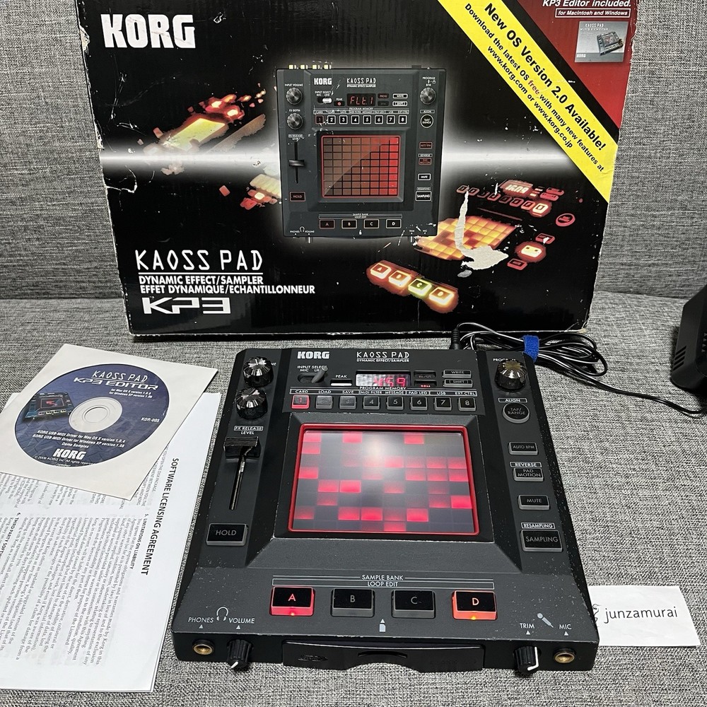 [AS IS] KORG KAOSS PAD KP3 Dynamic Effect Sampler sequencer with adapter box
