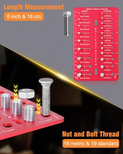 Thread Checker, Nut and Bolt Thread Checker with 19 Standard and 16 2-board