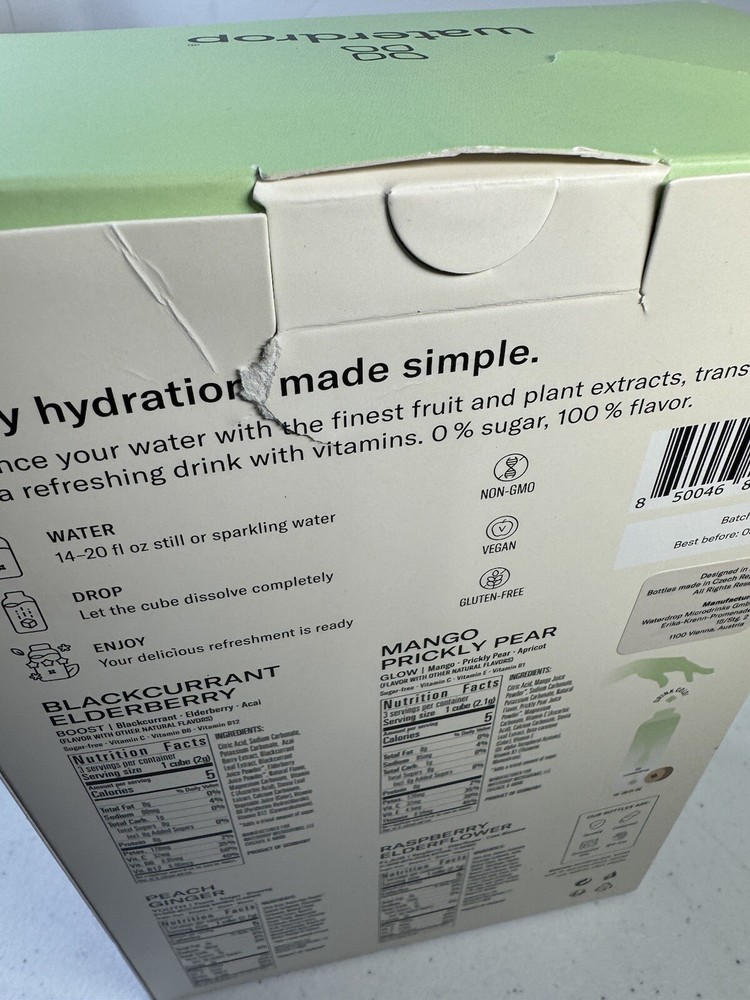 Waterdrop Hydration Starter Pack 20oz Glass Bottle 12 Hydration Packs