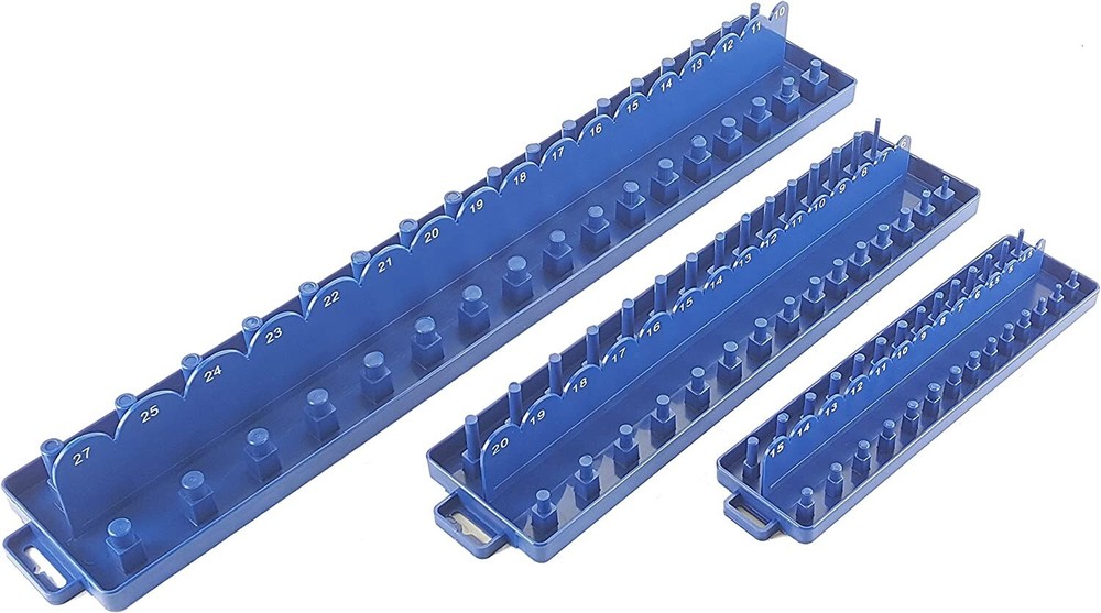 3-Pieces Socket Set Tray Organizer Case with Double Rows (MM)