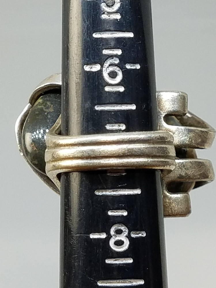 Vintage Fork Ring Large Stone Artisan Silver Tone Size 7
