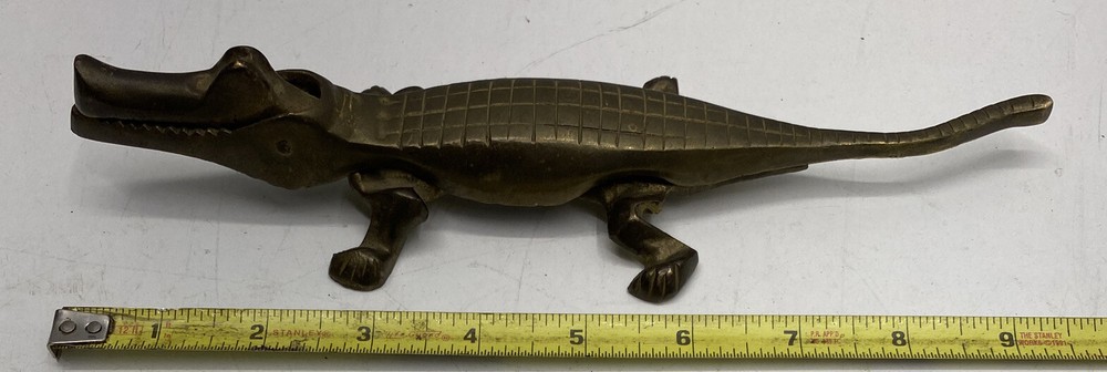 Vintage Brass ALLIGATOR Nutshell Cracker 9 1/2" Long