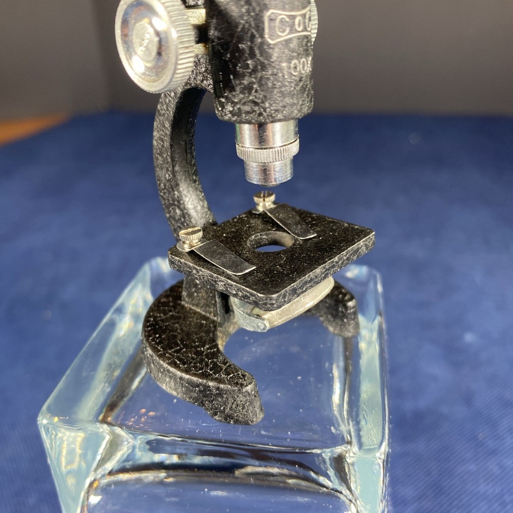 Miniature Microscope Black & Silver Metal - Approximately 4 Inches High