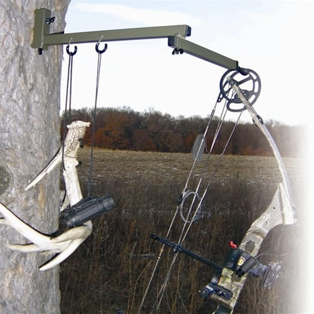 HME Better Tree Stand Bow Hanger with Accessory Hooks and Mounting Screws