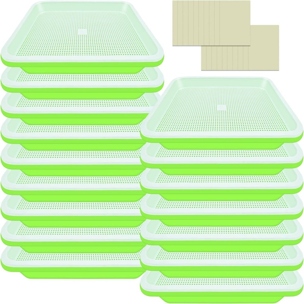Compact 16 Trays Microgreens Sprouting System with Planting Paper Included