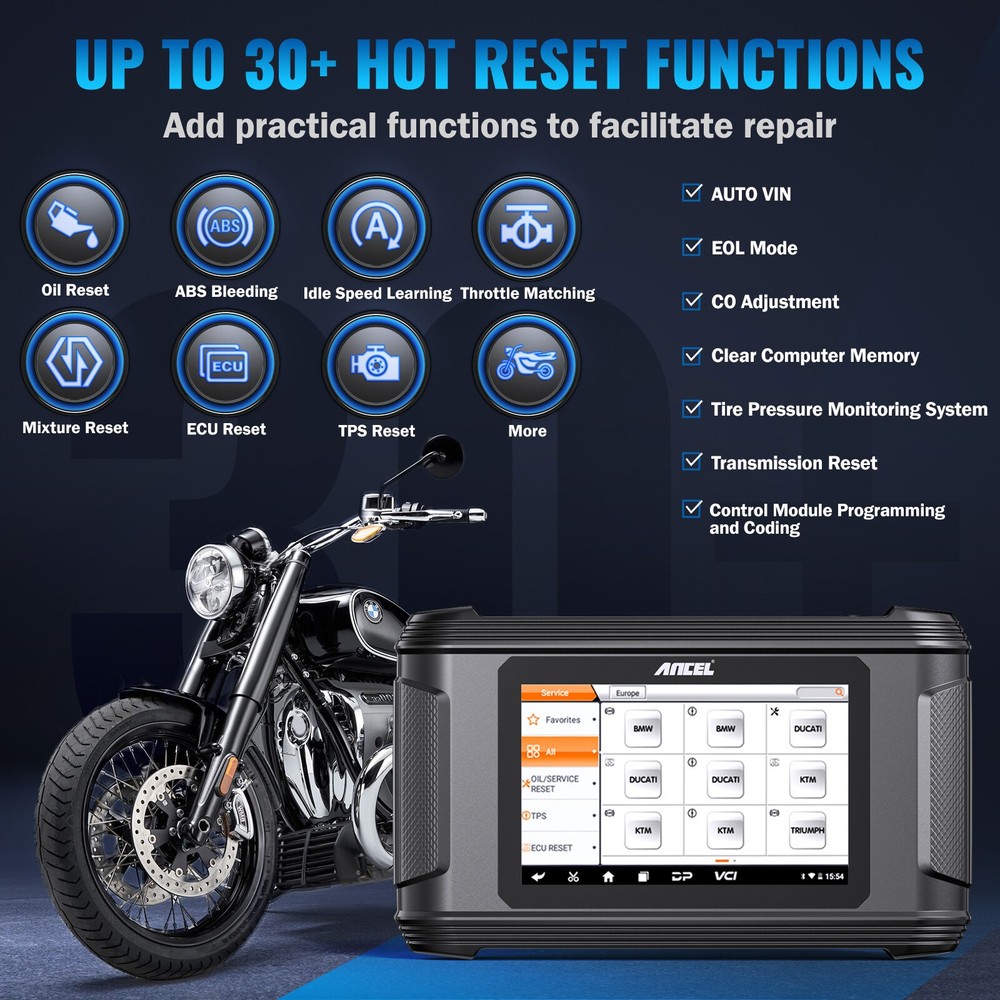 ANCEL MT500 PRO Motorcycle Scanner Full-System OBD2 Diagnostic Tool Programming
