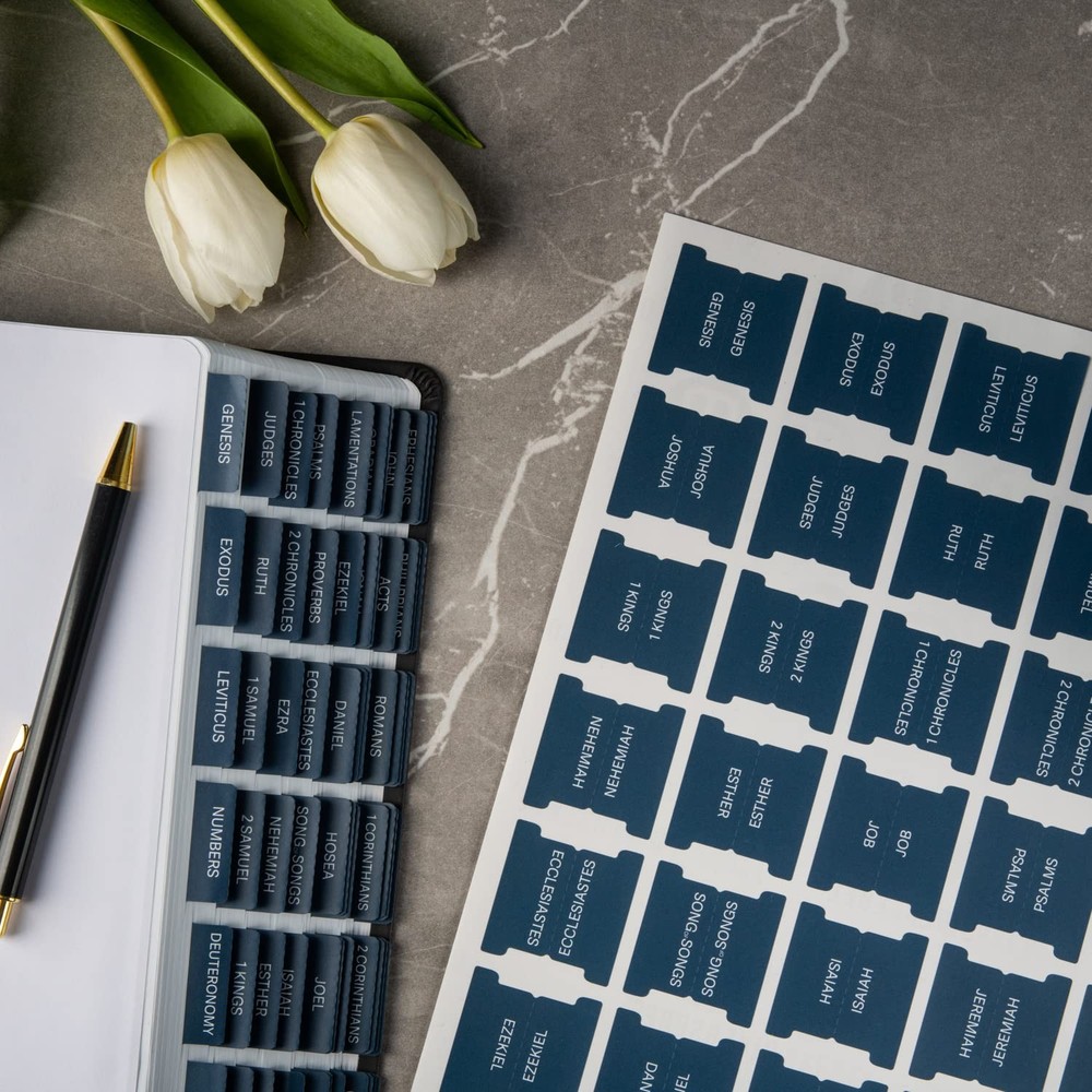 Laminated Bible Tabs - Easy Apply Large Print Index Tabs for Study Journaling