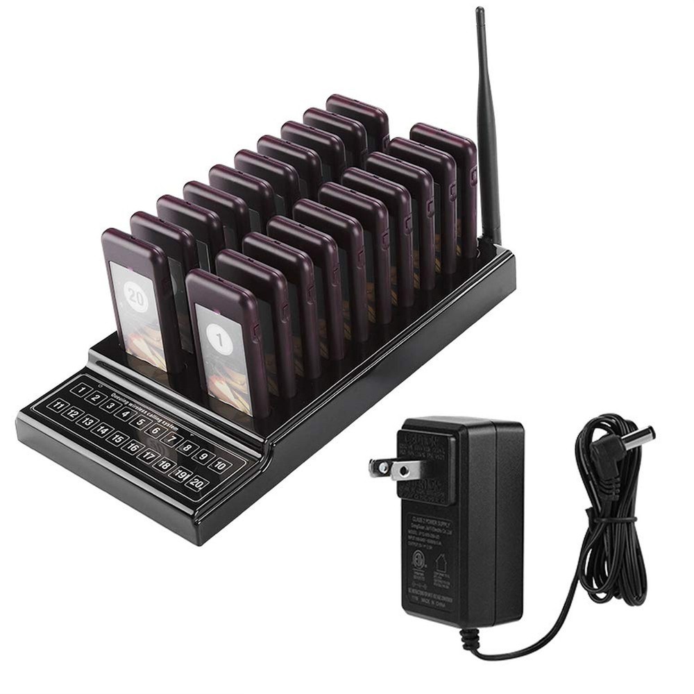 20 Channels Wireless Calling System, Restaurant Guest Paging System with Char...