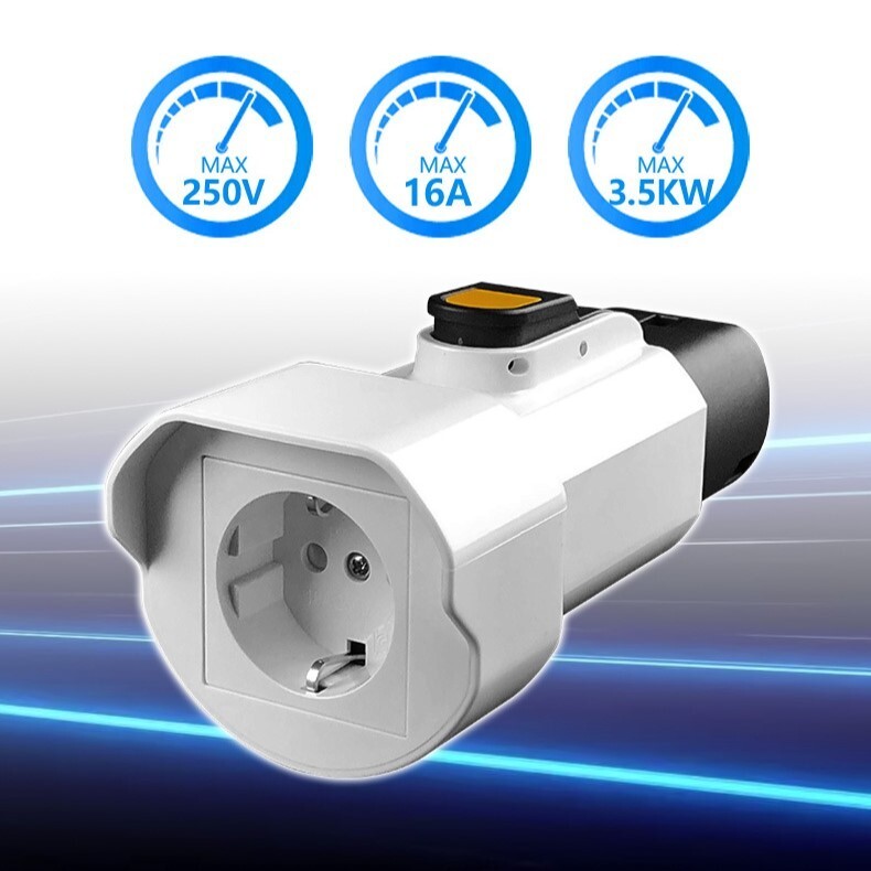 Type 2 Male Plug to Schuko Socket EV Charging Adapter, EV Connector 16A, 220V