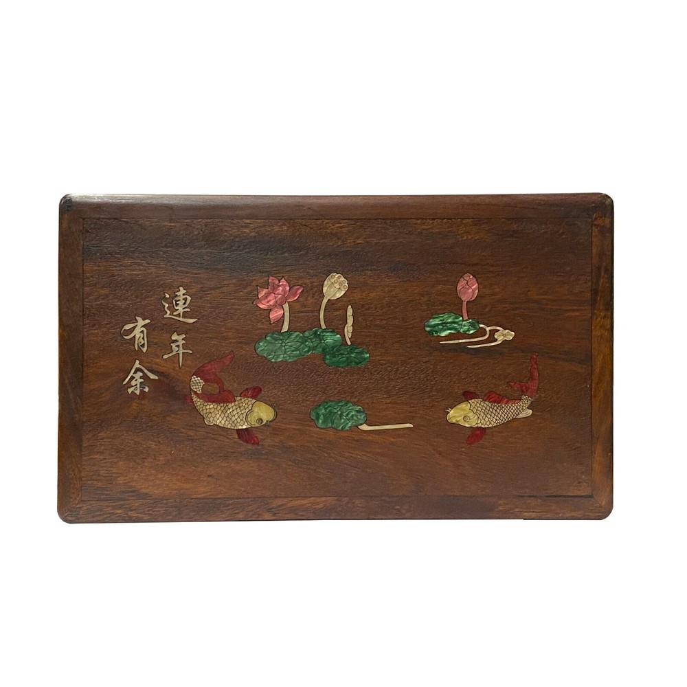 Chinese Brown Wood Scroll Rectangular Table Top Stand Display Easel ws1933