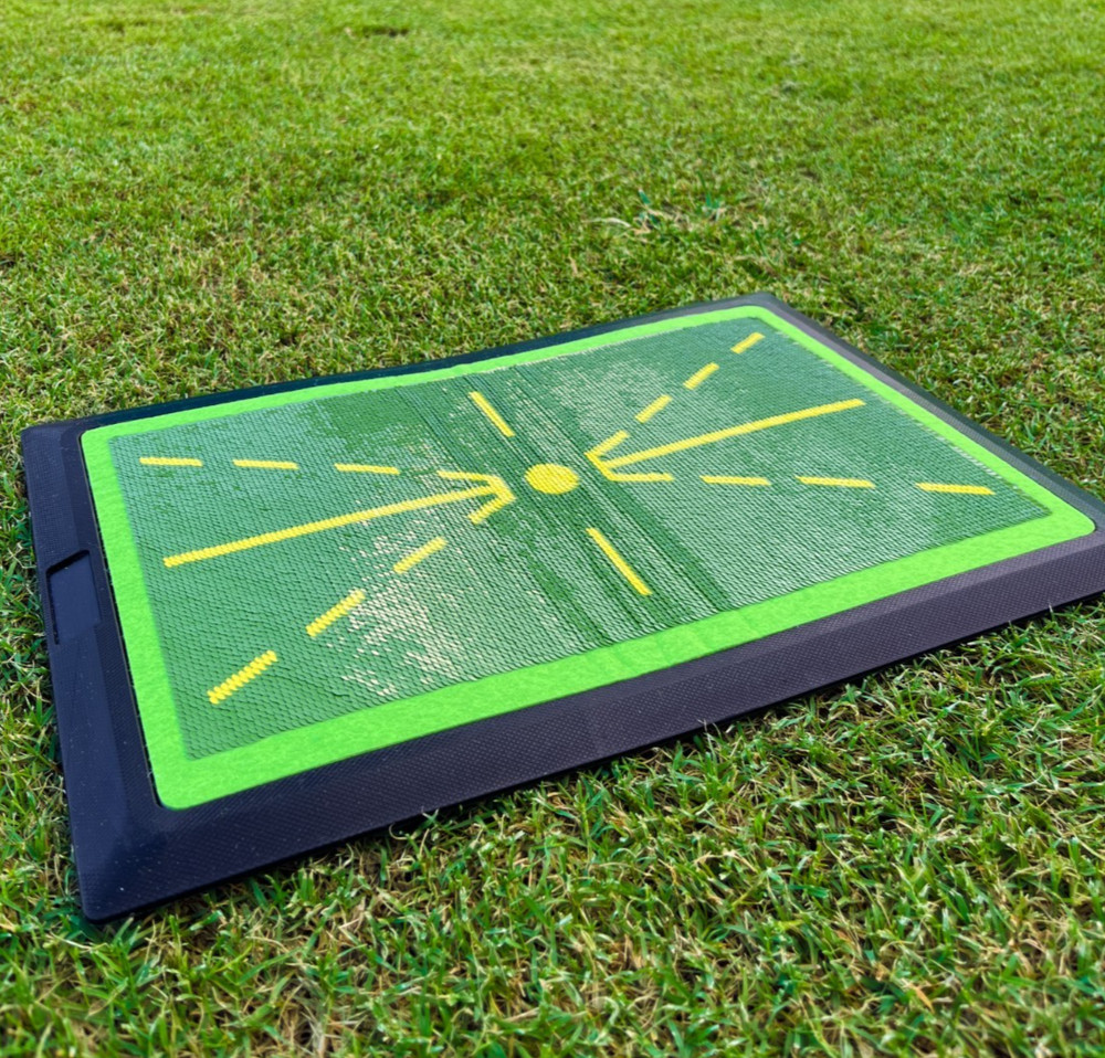 Golf Swing Training Mat – Swing Path Hook Slice Fix w/ Direction Arrows | BLANC
