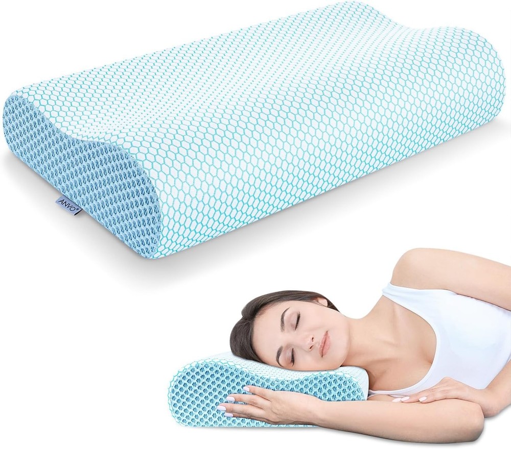 Ergonomic Memory Foam Pillow - Cervical Support for Side, Back & Stomach Slee...