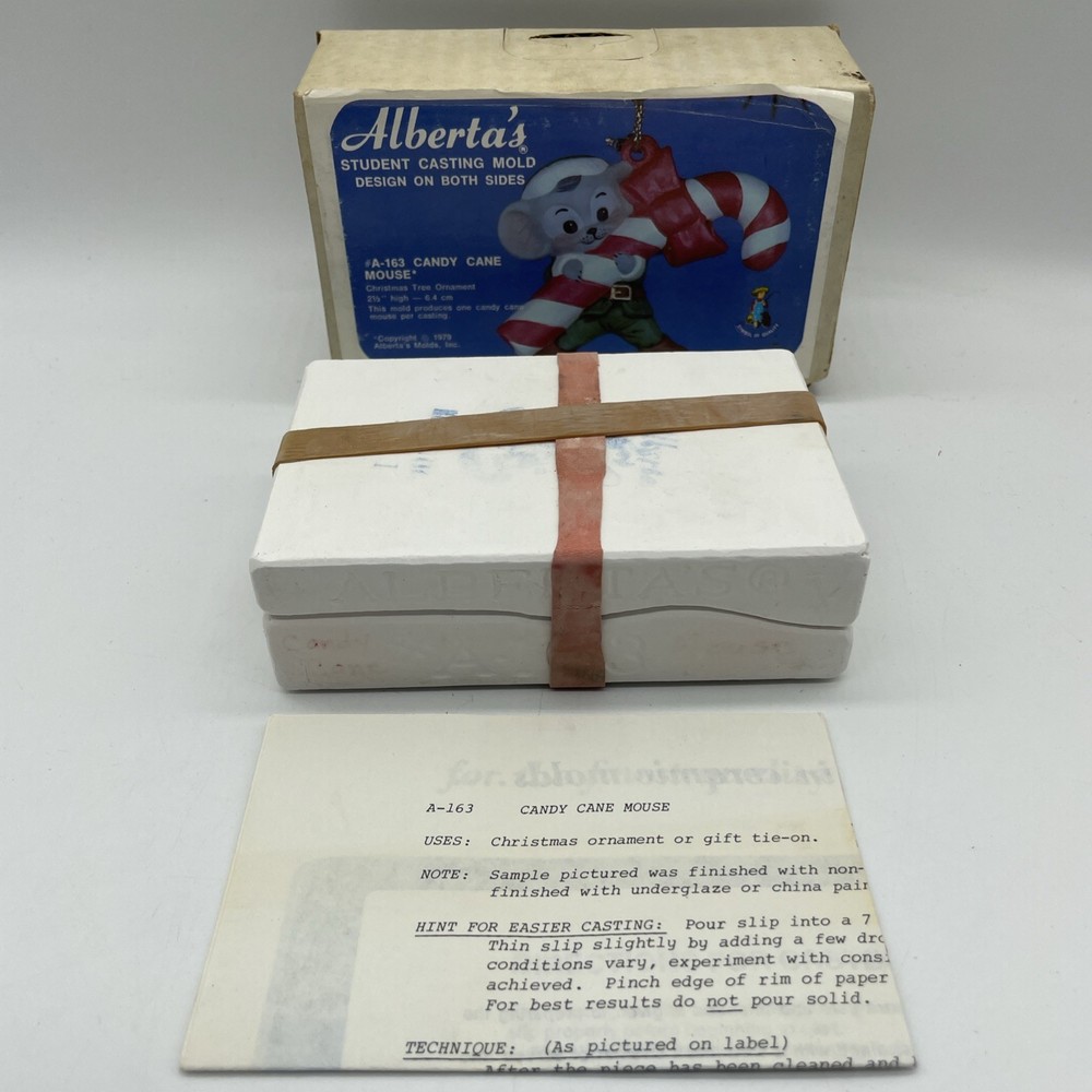 VTG 1979 Alberta's Student Ceramic Casting Mold #A-163 Candy Cane Mouse w/ Box