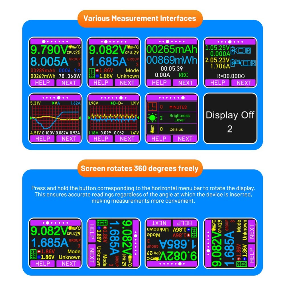 USB 3.0 Tester PD Type-C LCD Digital Voltmeter Ammeter Volt Trigger Durable Tool