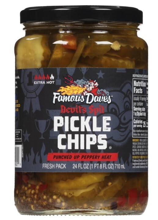 Famous Dave's Devil's Spit Pickle Chips 24 Ounce (2 Jars)