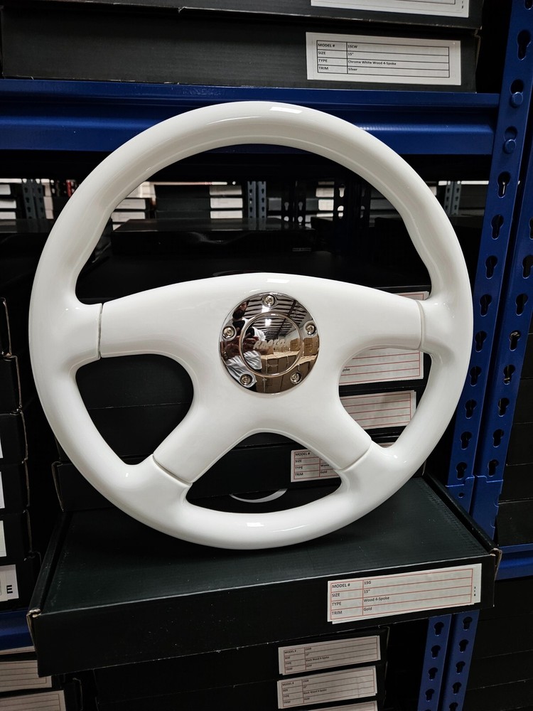 RAPTOR 15" WHITE WOOD STEERING WHEEL