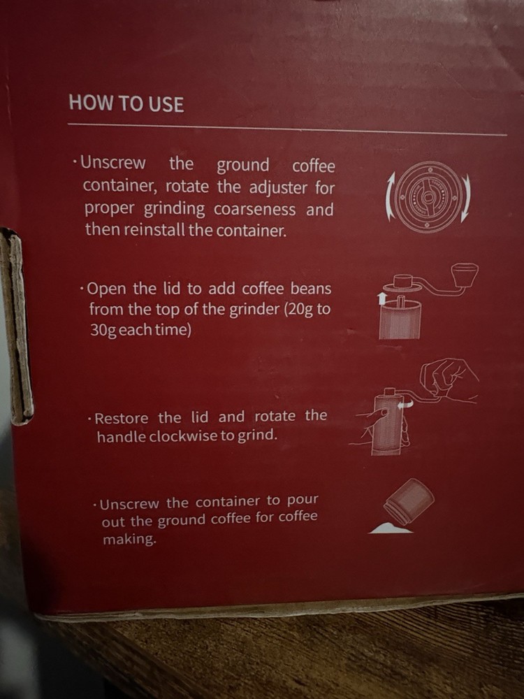 Manual Coffee Grinder Black Burr Portable