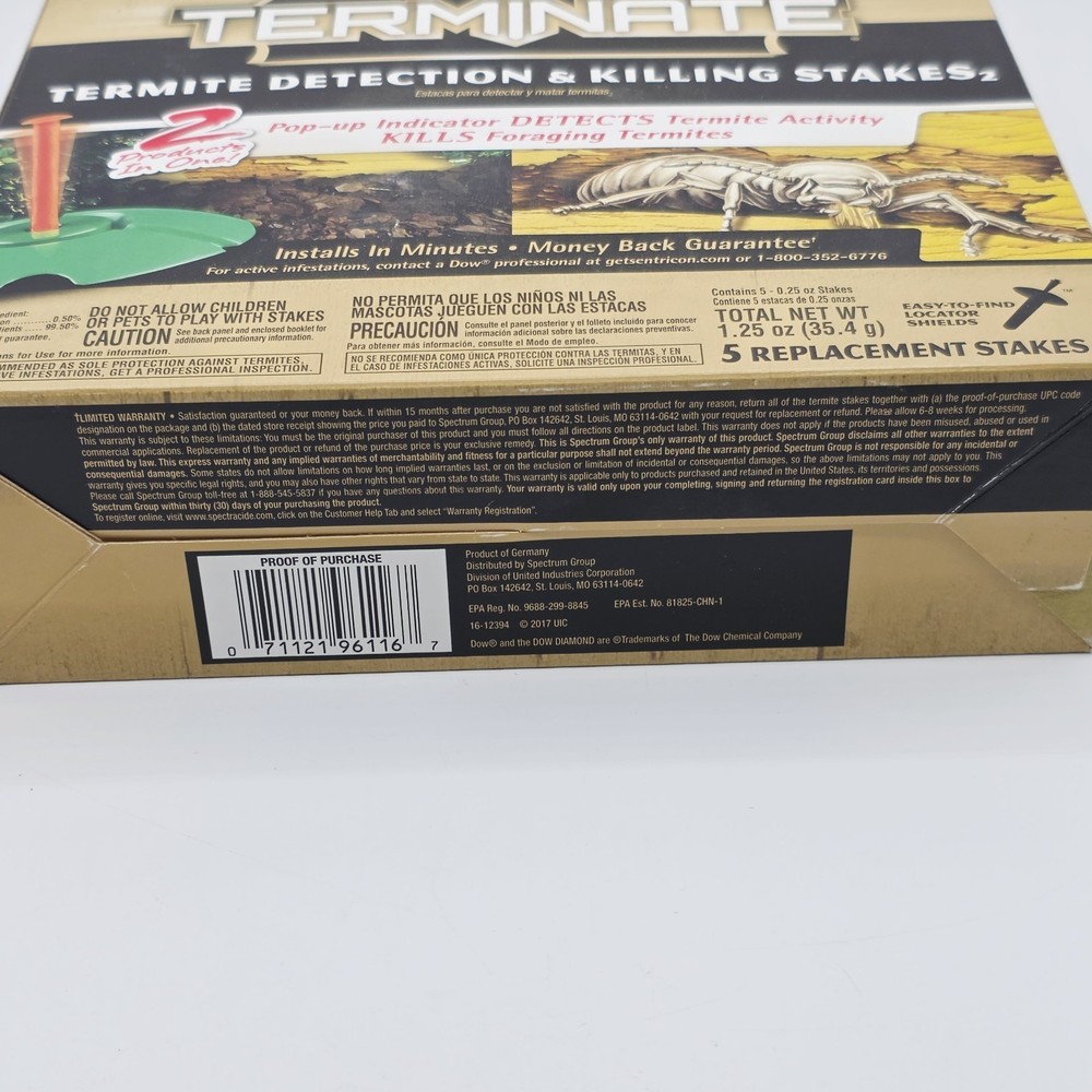 Terminate Termite Killing Stakes (5-Count) Trap Bait Insect Killer Bug Home Pest