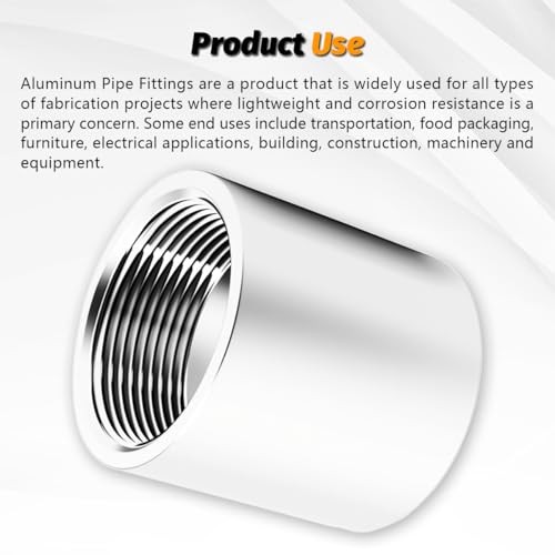1-1/2" NPT Threaded Full Coupling, Aluminum 6061-T Schedule 40 Pipe Fitting,