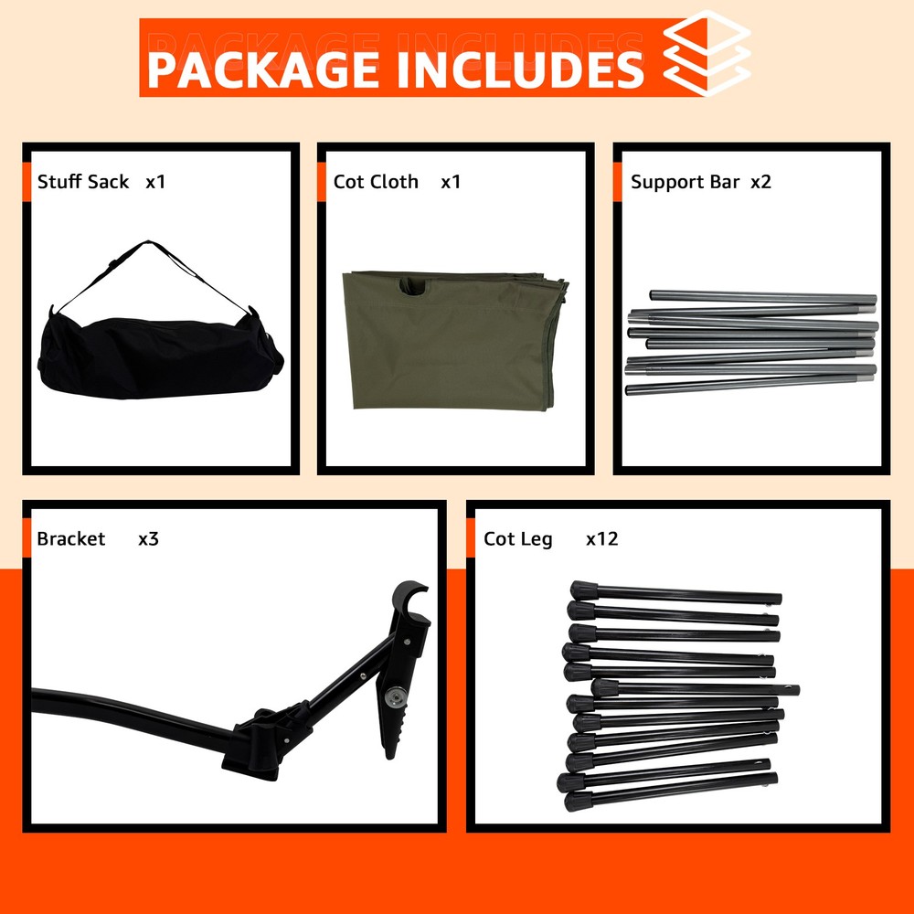 Portable Folding Camping Cot with Carry Bag, Versatile Backpacking Bed