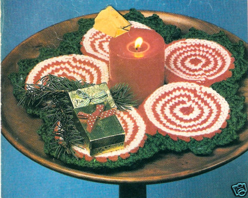 PEPPERMINT Candle Ring Doily Mat/CROCHET PATTERN INSTRUCTIONS ONLY