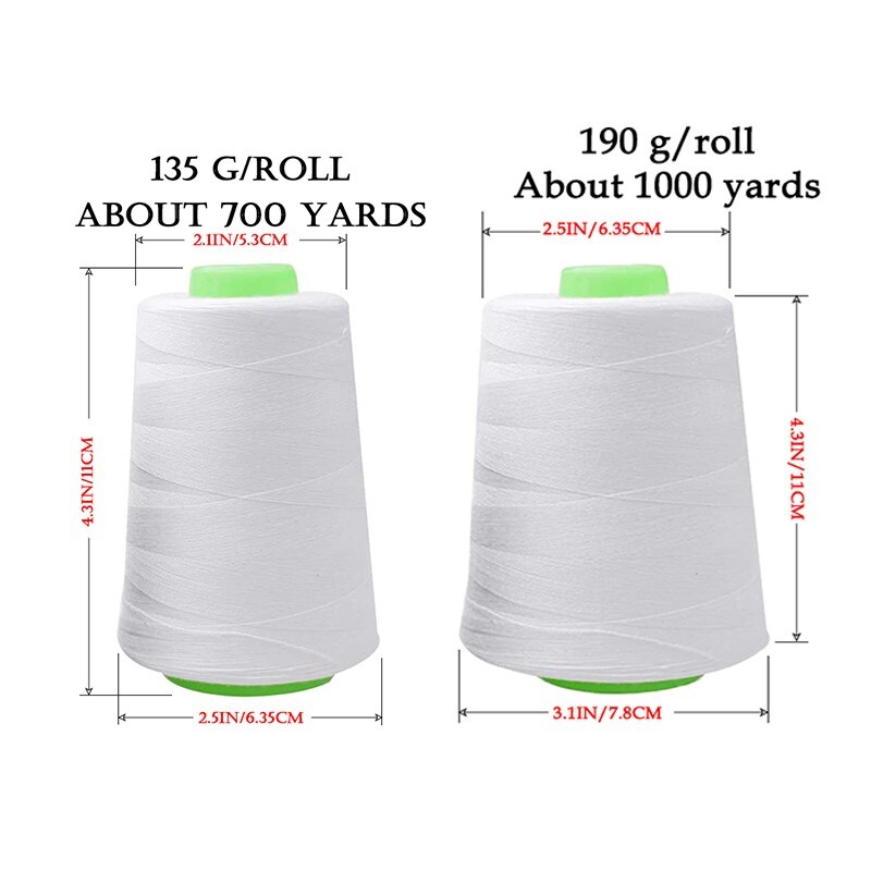 White woven thread, general-purpose thread for sewing, polyester, 700/1000 yards