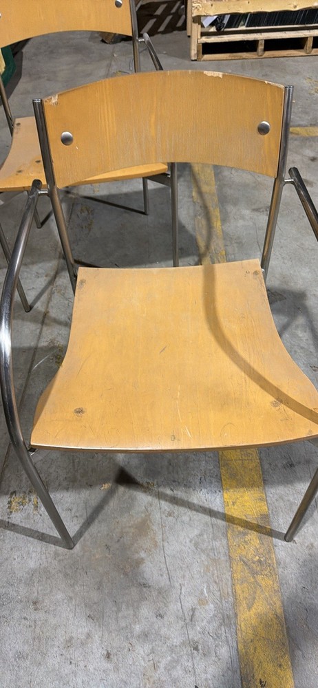 Bernhardt Sonar stacking Chairs. Chrome Base W/Maple Seat/Back. Price Per Chair