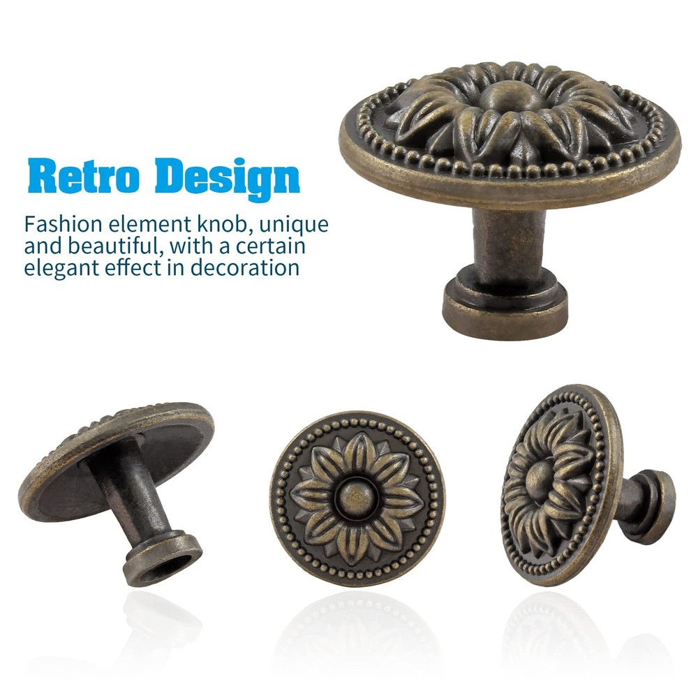 12 Pack Vintage Dresser Knobs - Bronze, Small Drawer Knobs, Antique Cabinet P...