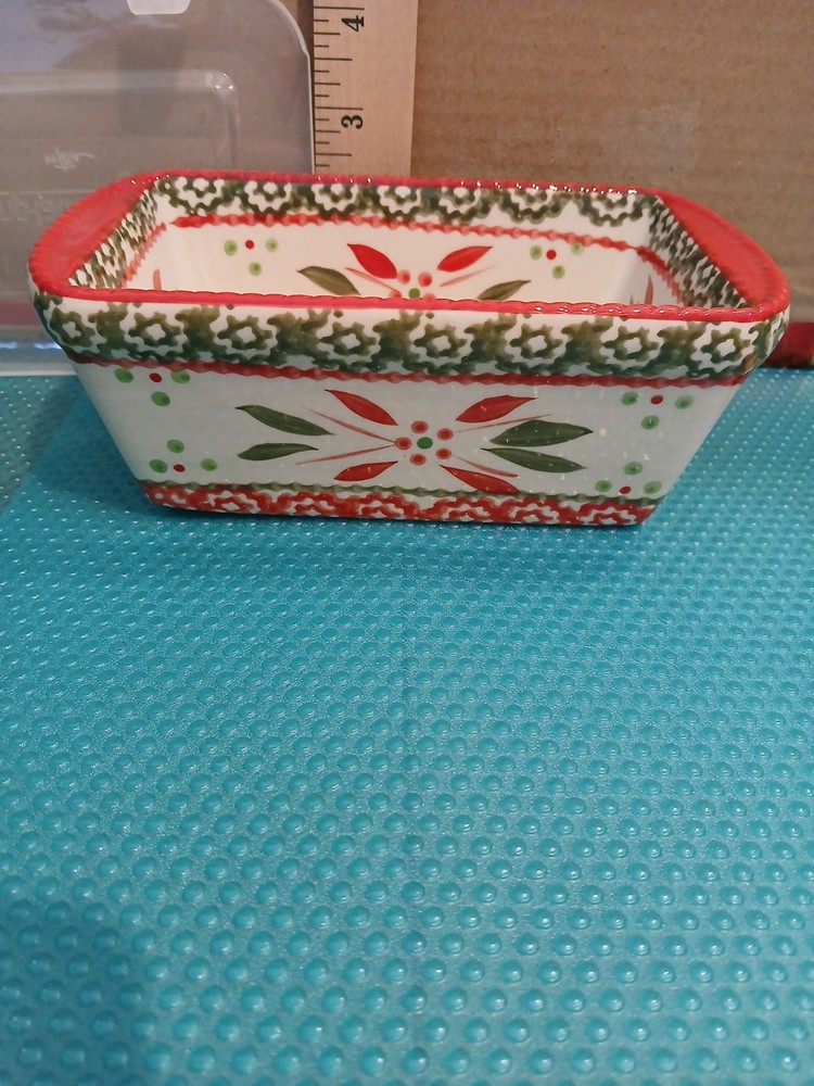 Temptations Holiday Rectangular Ceramic Loaf Pan with Lid