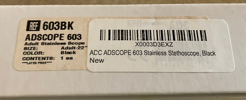Adscope Professional Stethoscope 603 Black 22" Box Unused