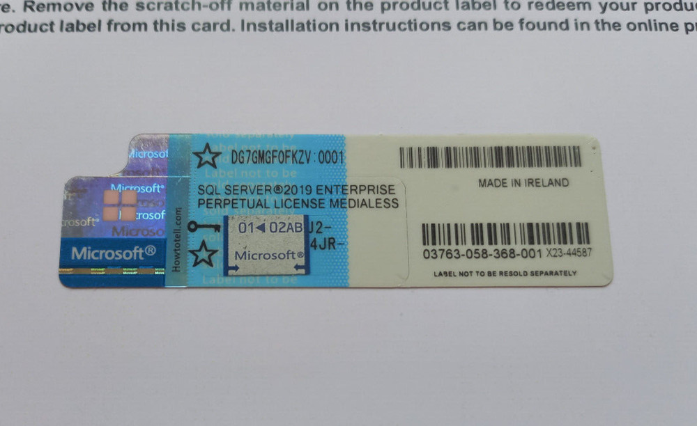 Microsoft SQL Server 2019 Enterprise 96 Core Authentic unlmitd CAL DG7GMGF0FKZV
