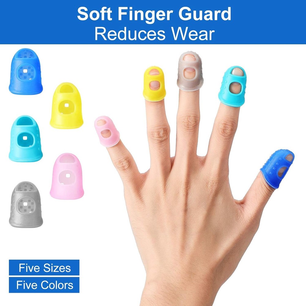 Zonon 20 Pieces Rubber Thimble Large, Medium, Small, X-Large, X-Small, Blue